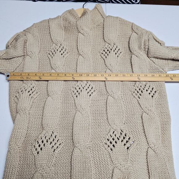 Zara Sweater Pullover Small Womens Chinky Open Knit Split Cuff Cable Knit Boho - Picture 10 of 11
